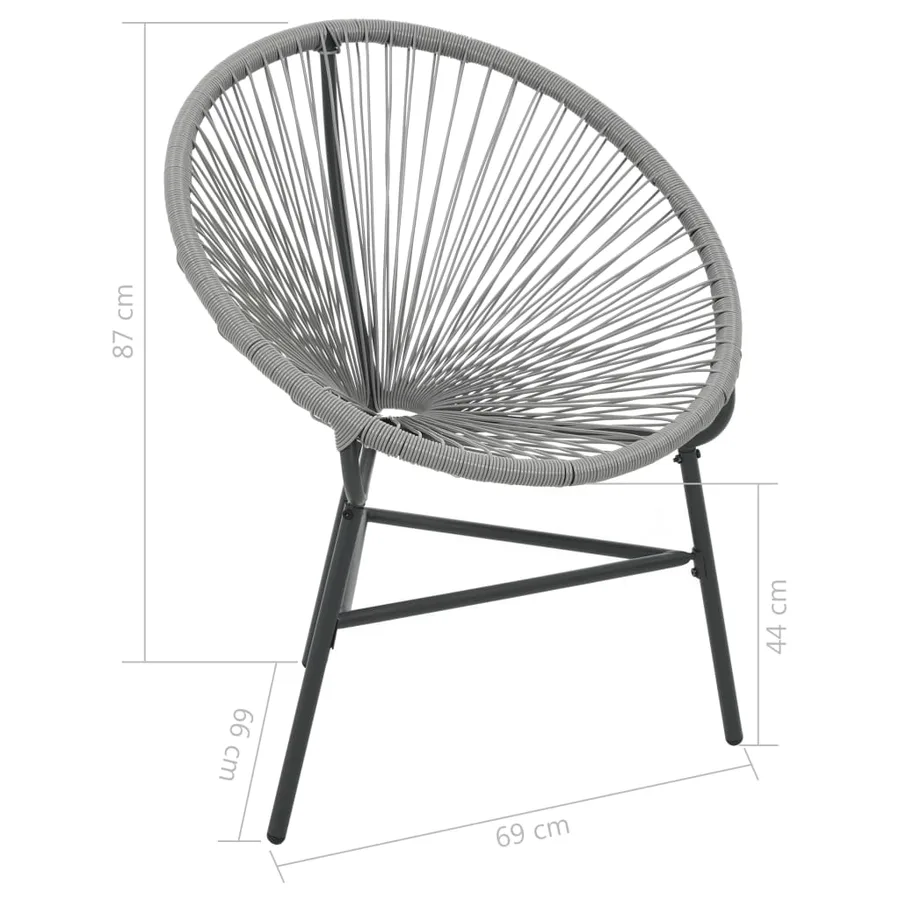 Chaise de jardin sous forme de lune Résine tressée Gris - 7