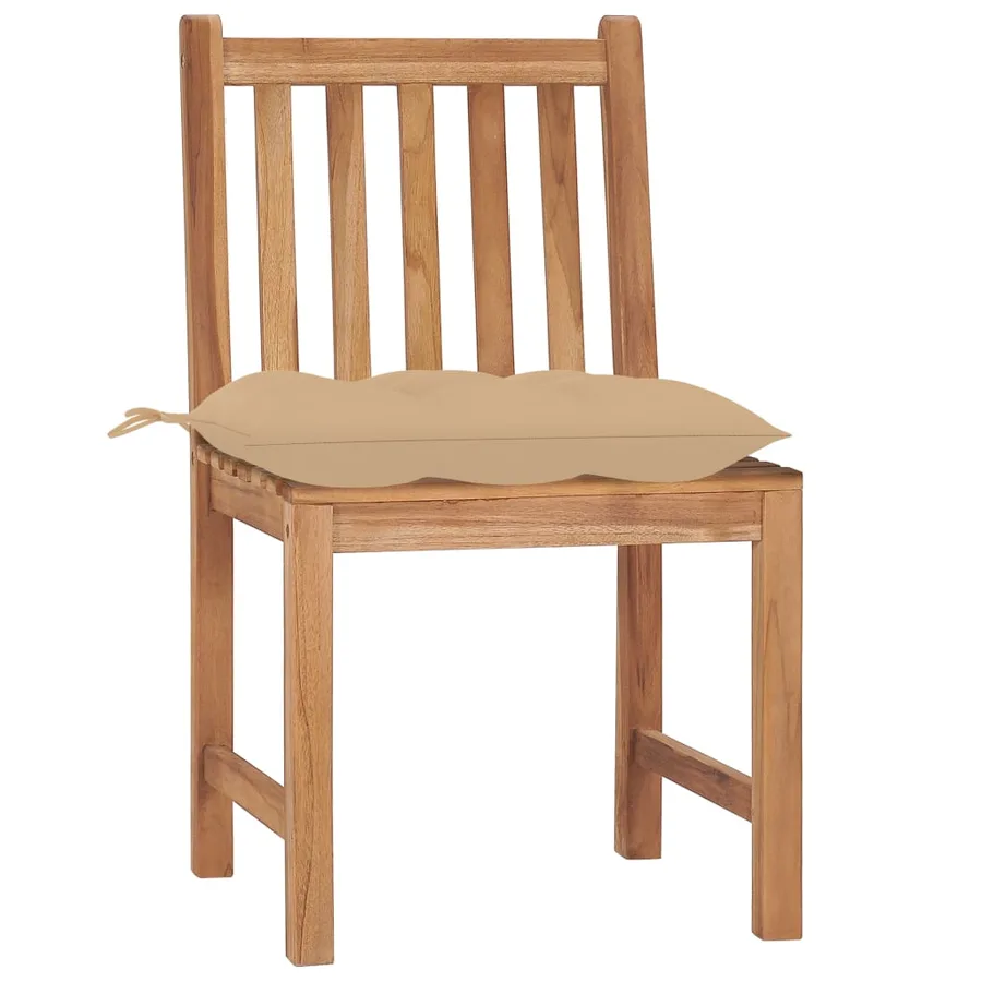 Chaises de jardin lot de 6 avec coussins Bois de teck massif - 3