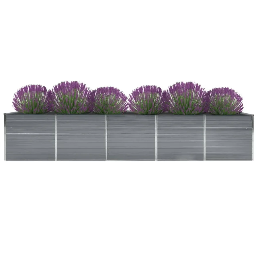 Lit surélevé de jardin Acier galvanisé 400x80x45 cm Gris - 2