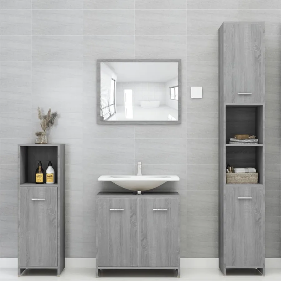 Armoire de bain Sonoma gris 30x30x95 cm Bois d'ingénierie - 3