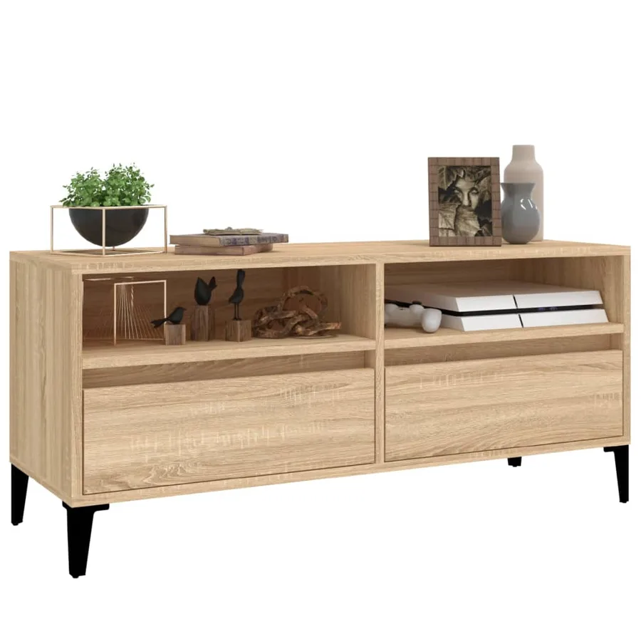 Meuble TV chêne sonoma 100x34,5x44,5 cm bois d'ingénierie - 4