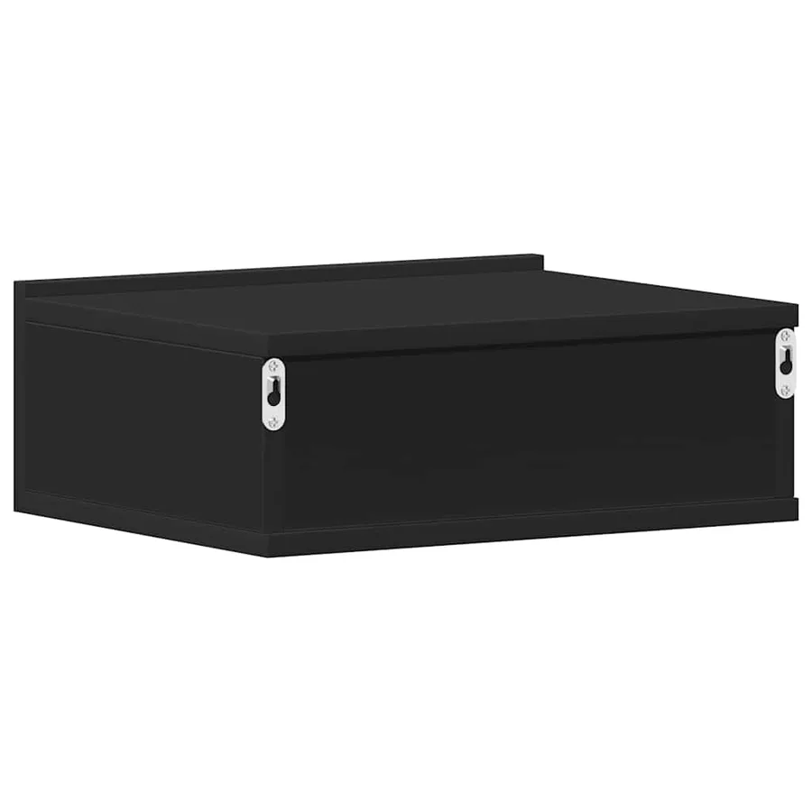Table de chevet flottante noir 40x30x15 cm Bois d'ingénierie - 8