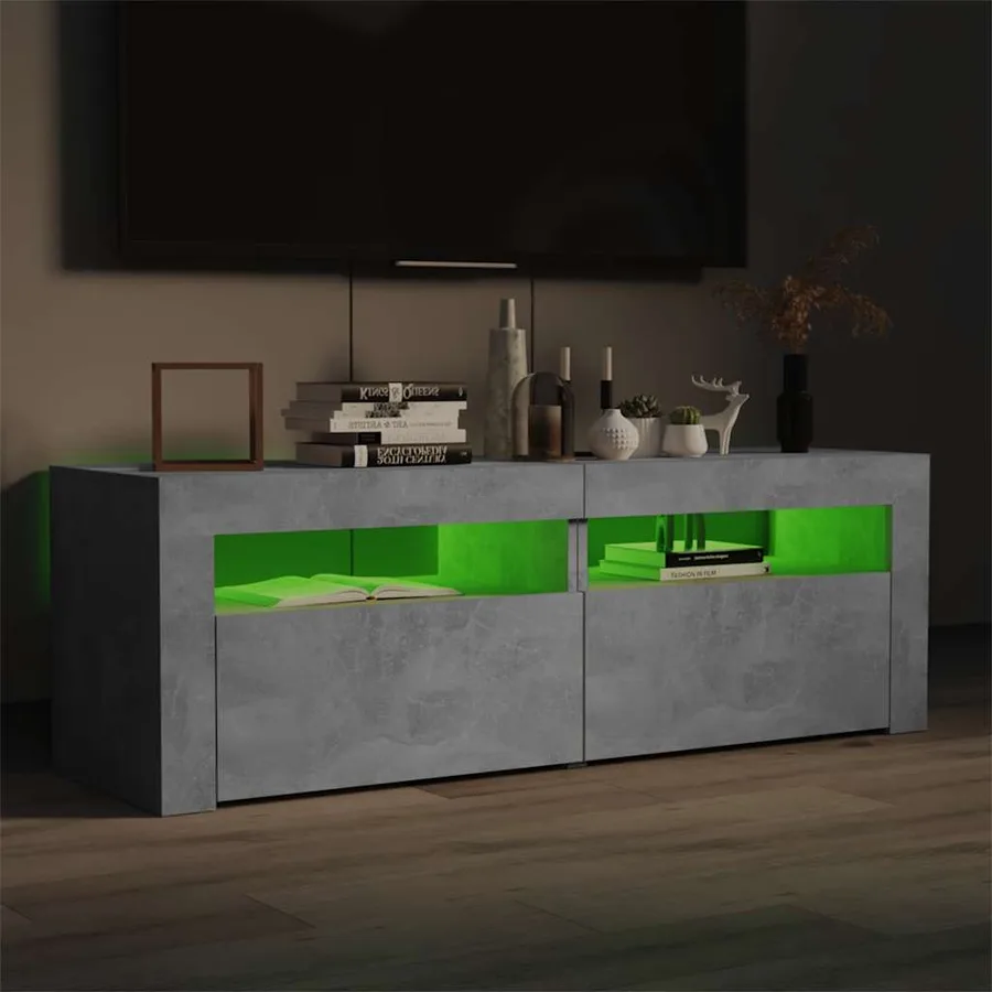 Meuble TV avec lumières LED gris béton 120x35x40 cm - 3