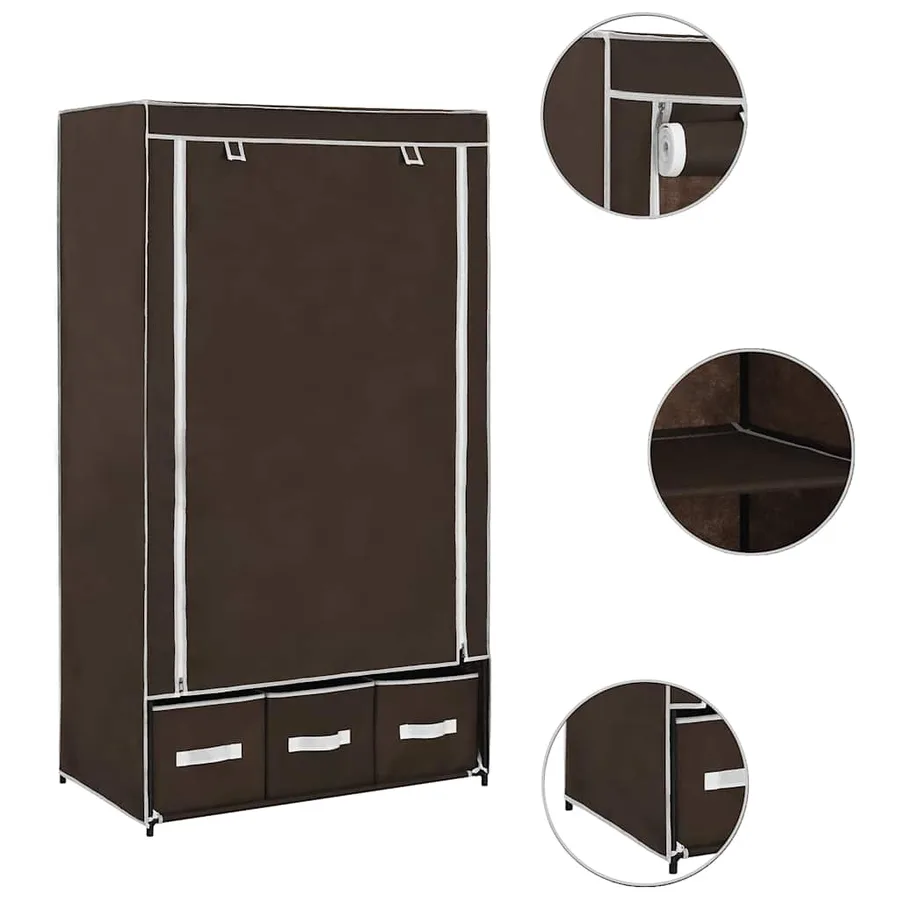 Garde-robe Marron 87x49x159 cm Tissu - 6