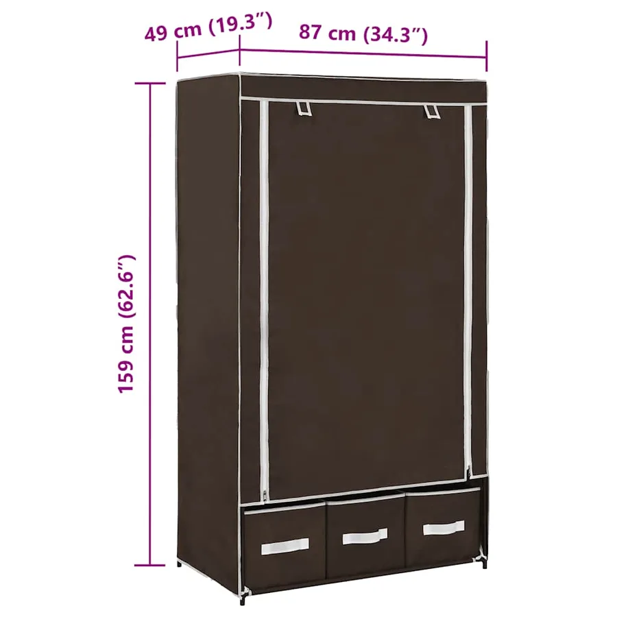 Garde-robe Marron 87x49x159 cm Tissu - 8