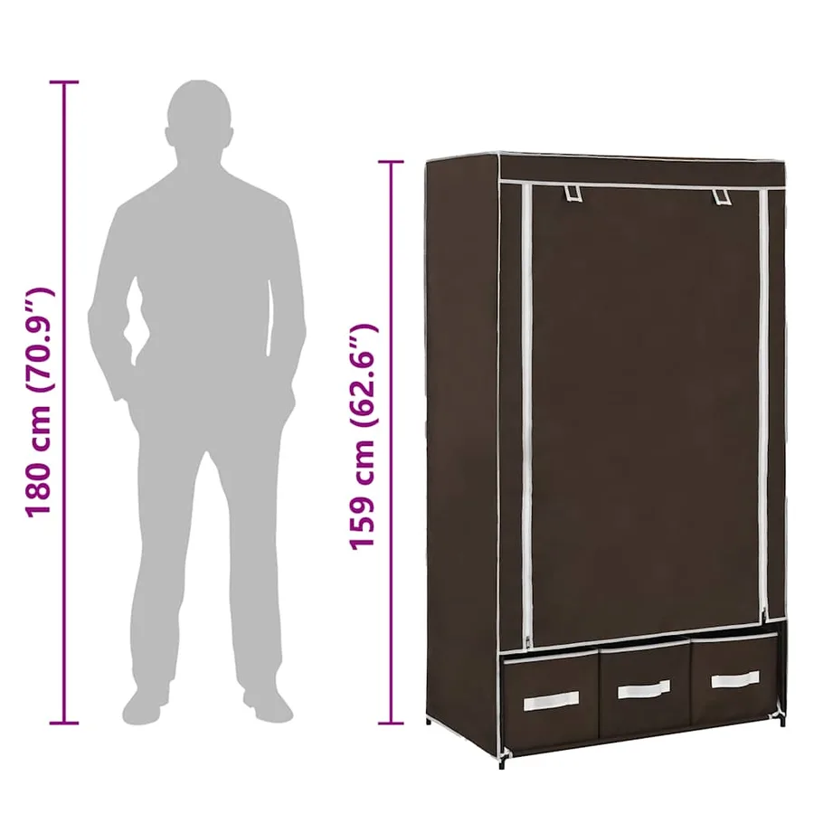 Garde-robe Marron 87x49x159 cm Tissu - 9