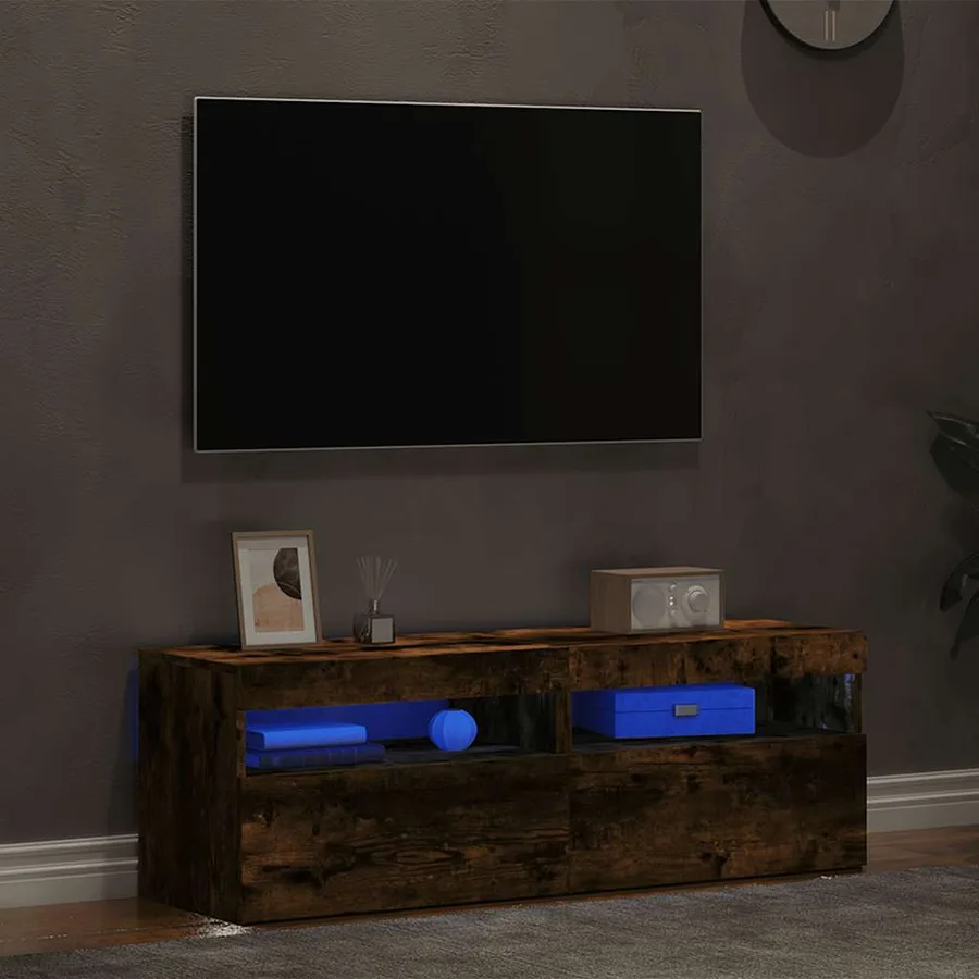 Meubles TV 2 pcs avec lumières LED Chêne fumé 60x35x40 cm - 3