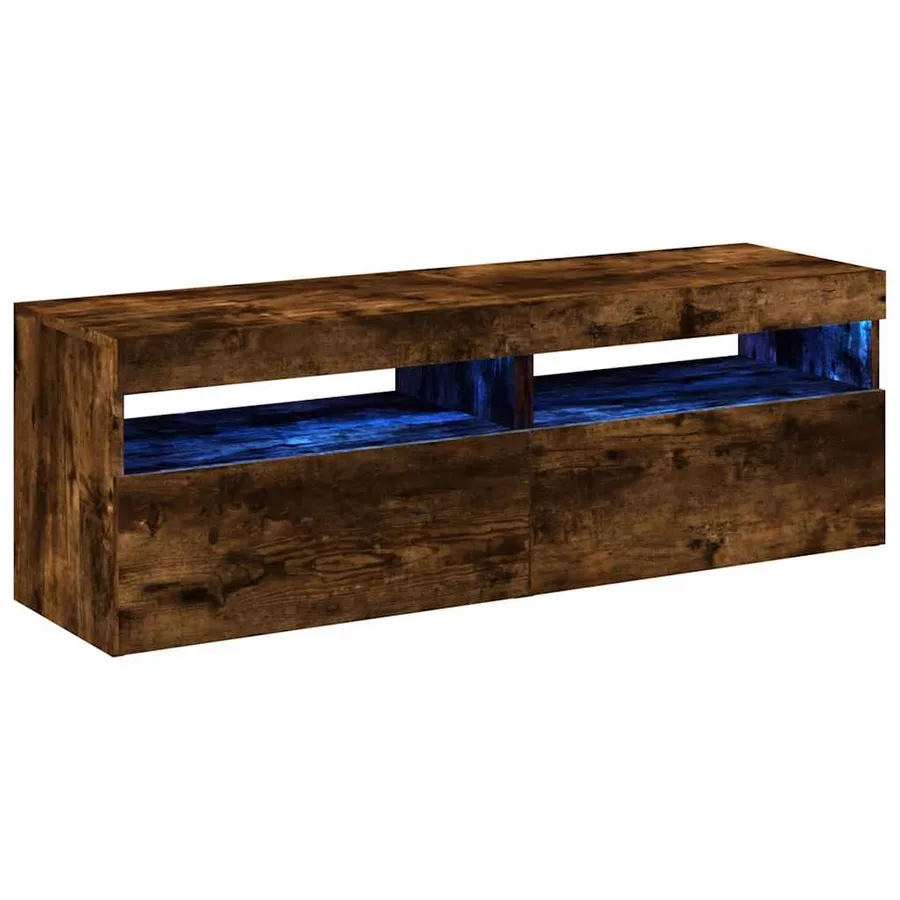 Meubles TV 2 pcs avec lumières LED Chêne fumé 60x35x40 cm - 5