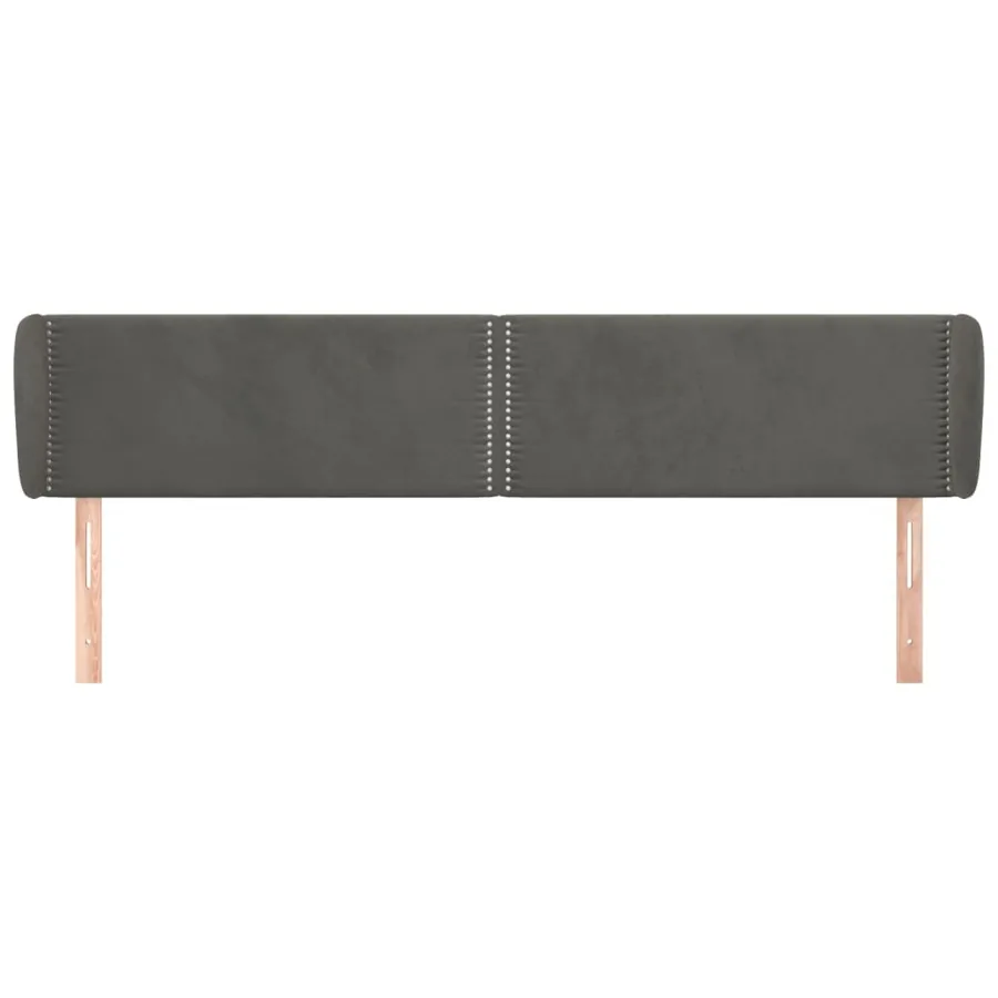 Tête de lit avec oreilles Gris foncé 163x23x78/88 cm Velours - 3