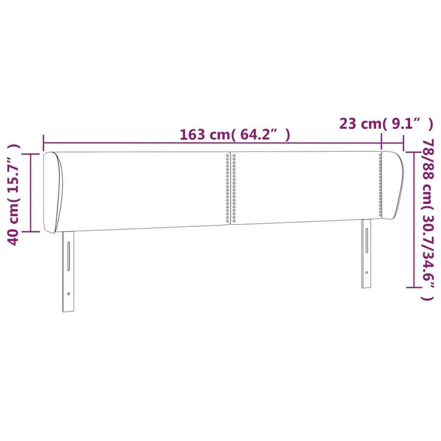 Tête de lit avec oreilles Gris foncé 163x23x78/88 cm Velours - 9