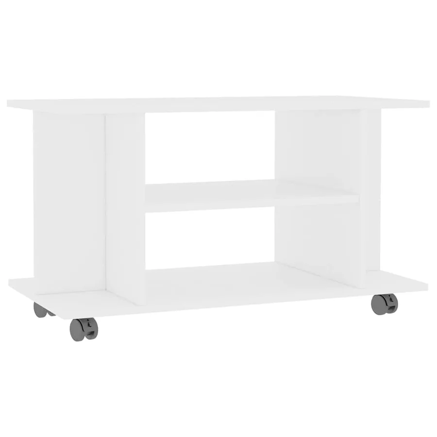 Meuble TV avec roulettes blanc 80x40x45 cm bois d'ingénierie - 2