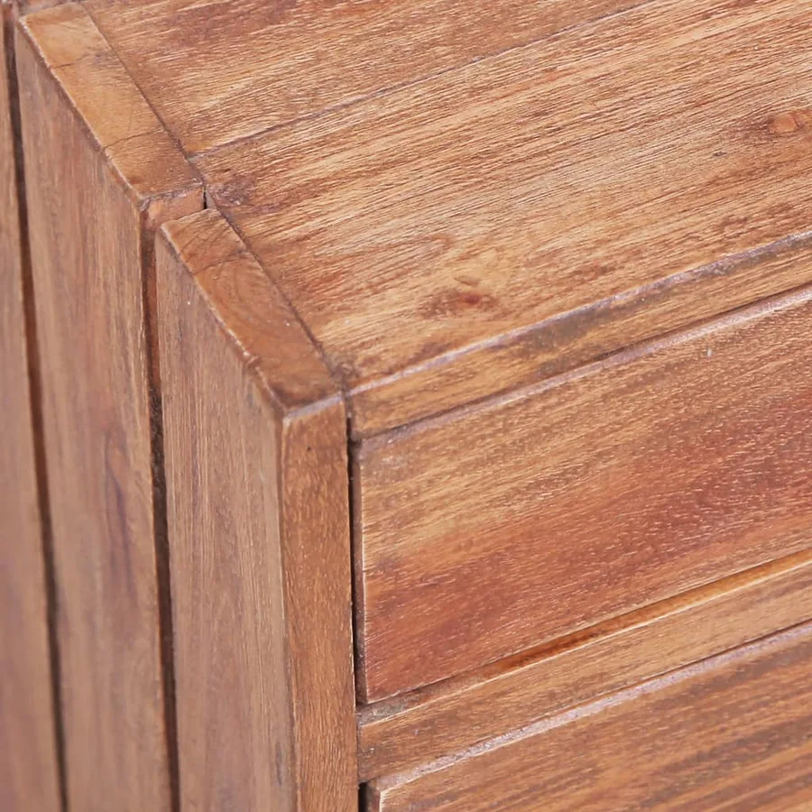 Table de chevet avec 3 tiroirs 35x25x35 cm bois d'acajou massif - 6