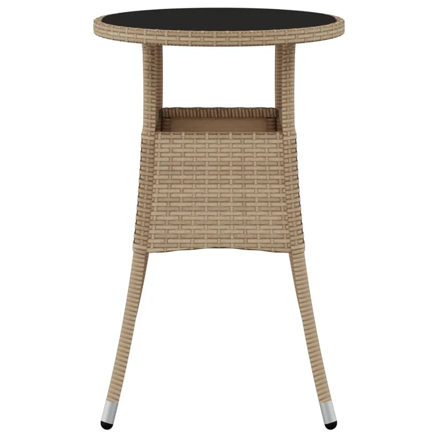 Table de jardin Ø60x75 cm Verre trempé/résine tressée Beige - 3
