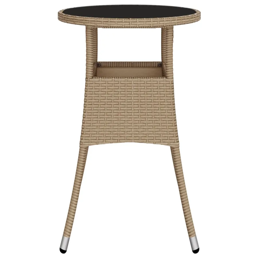 Table de jardin Ø60x75 cm Verre trempé/résine tressée Beige - 4