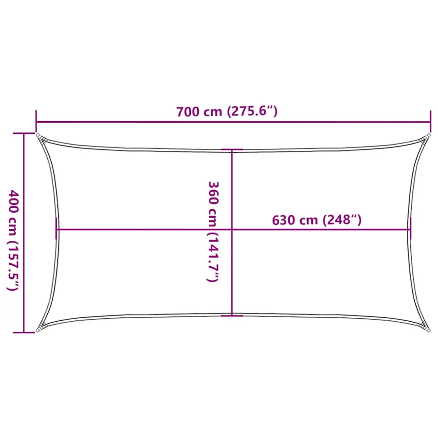 Voile d'ombrage 160 g/m² Rouge 4x7 m PEHD - 10
