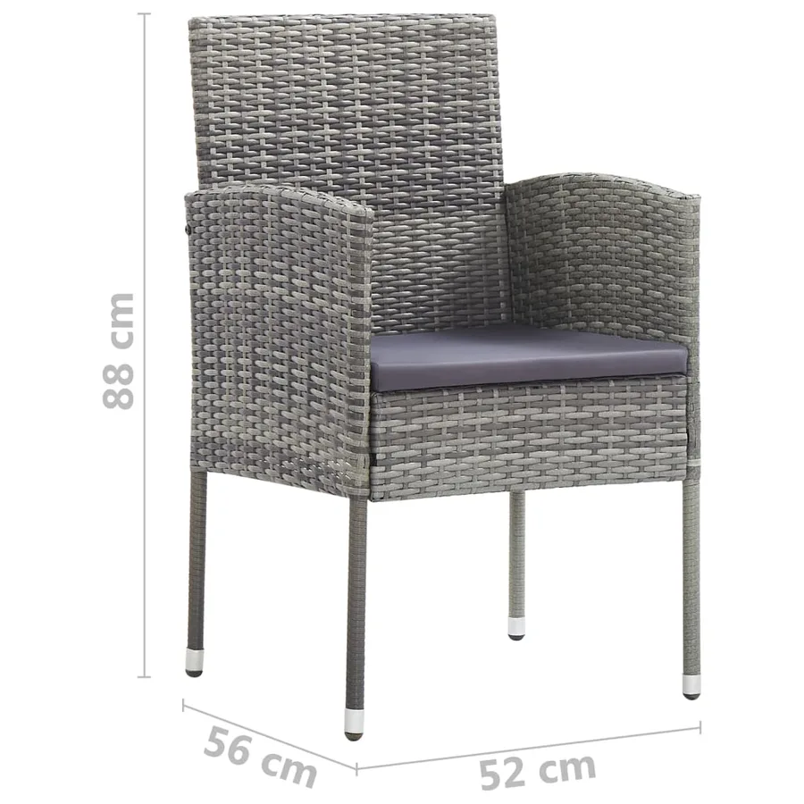 Chaises de jardin coussins gris foncé 4 pcs gris résine tressée - 7