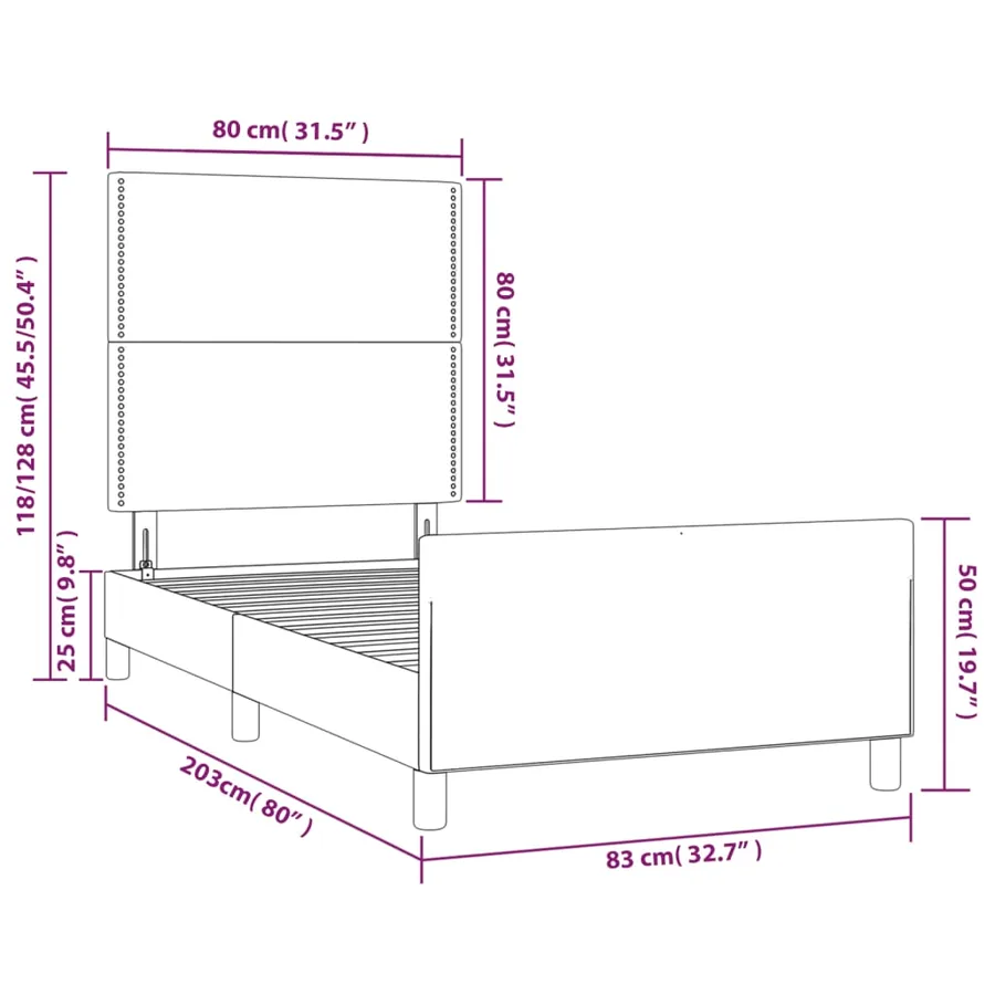 Cadre de lit sans matelas gris foncé 80x200 cm velours - 14