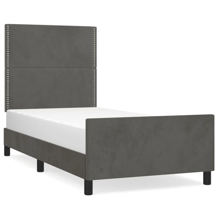 Cadre de lit sans matelas gris foncé 80x200 cm velours - 2