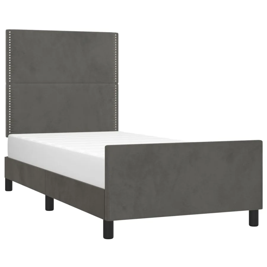 Cadre de lit sans matelas gris foncé 80x200 cm velours - 3