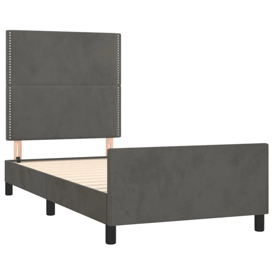 Cadre de lit sans matelas gris foncé 80x200 cm velours - 4