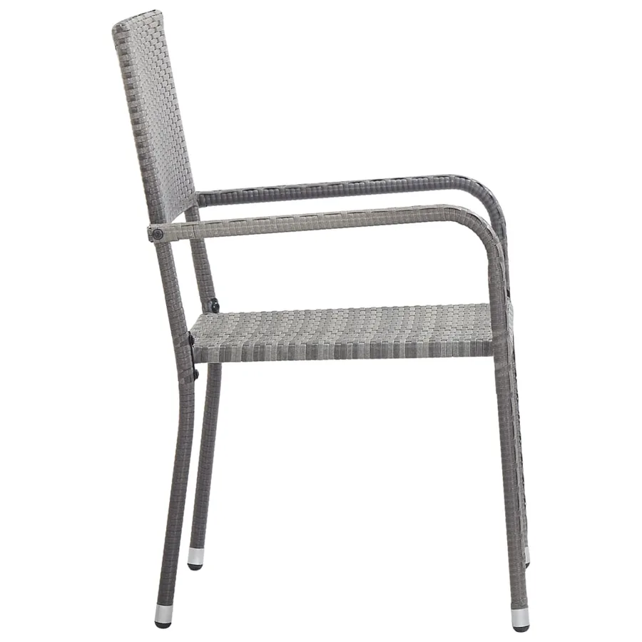 Chaise à dîner de jardin empilable lot de 6 gris résine tressée - 4