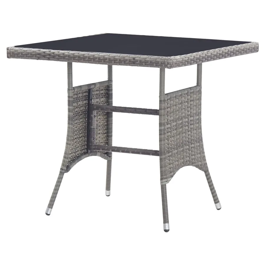 Table de jardin gris 80x80x74 cm résine tressée - 4