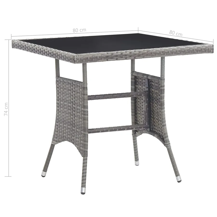 Table de jardin gris 80x80x74 cm résine tressée - 6