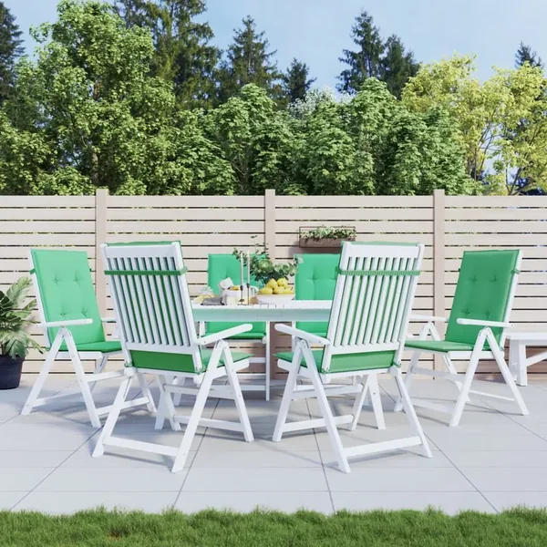 Coussins de chaise de jardin à dossier haut lot de 6 vert tissu