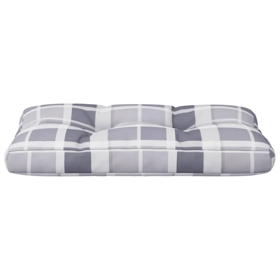 Coussin de palette motif à carreaux gris 80x40x12 cm tissu - 5