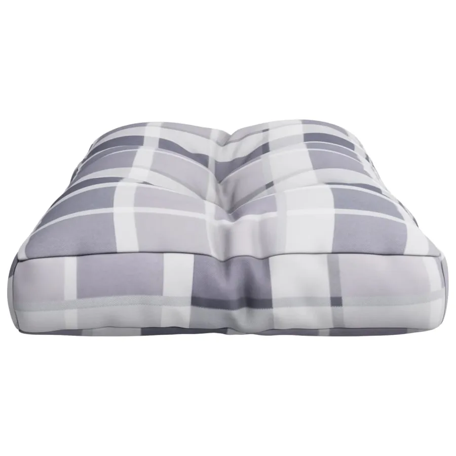 Coussin de palette motif à carreaux gris 80x40x12 cm tissu - 6