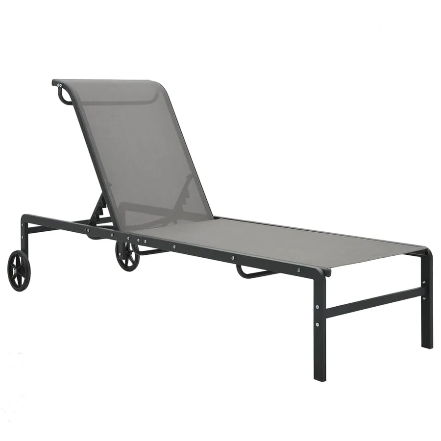 Chaises longues lot de 2 avec table Textilène et acier - 3