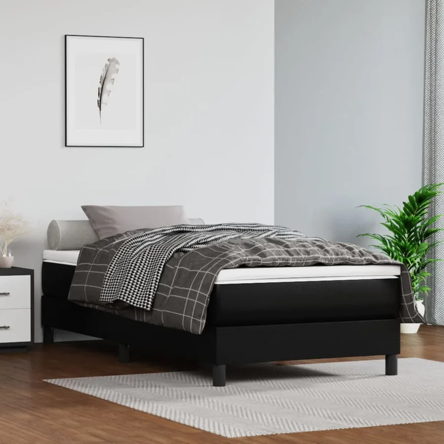 Matelas de lit à ressorts ensachés fermeté moyenne Noir 100x200x20cm Similicuir