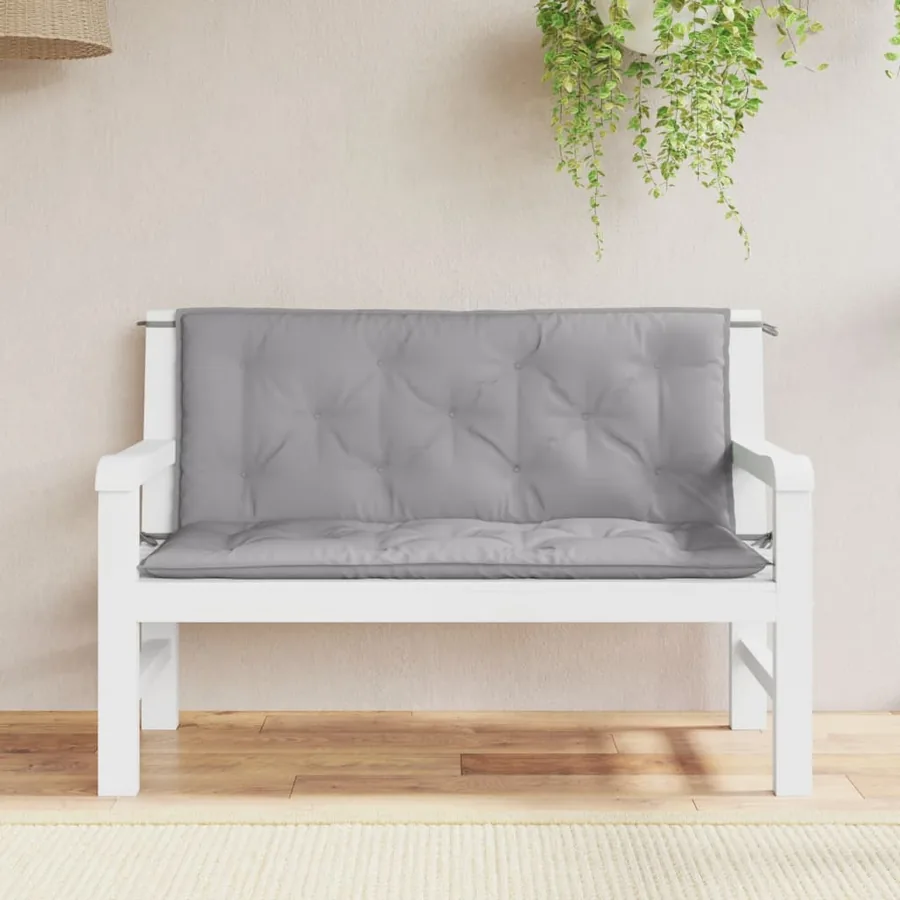 Coussins de banc jardin lot de 2 gris 120x50x7 cm tissu Oxford