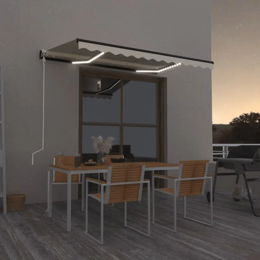 Auvent automatique avec capteur de vent et LED 400x300 cm Crème