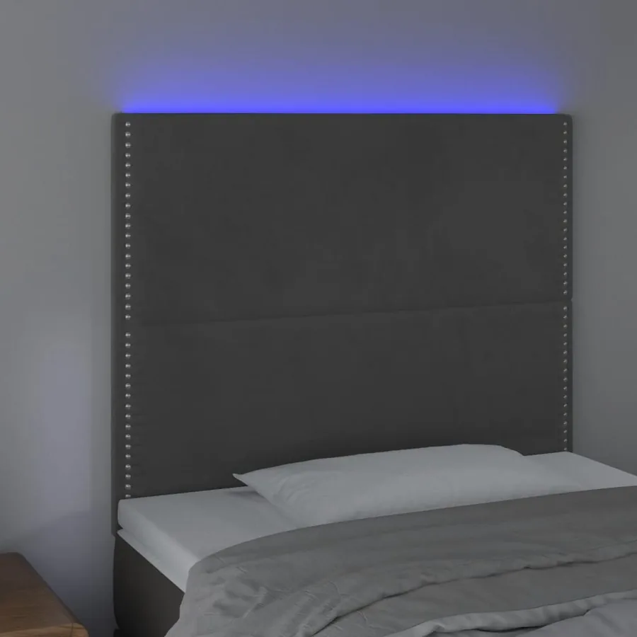 Tête de lit à LED Gris foncé 80x5x118/128 cm Velours - 3