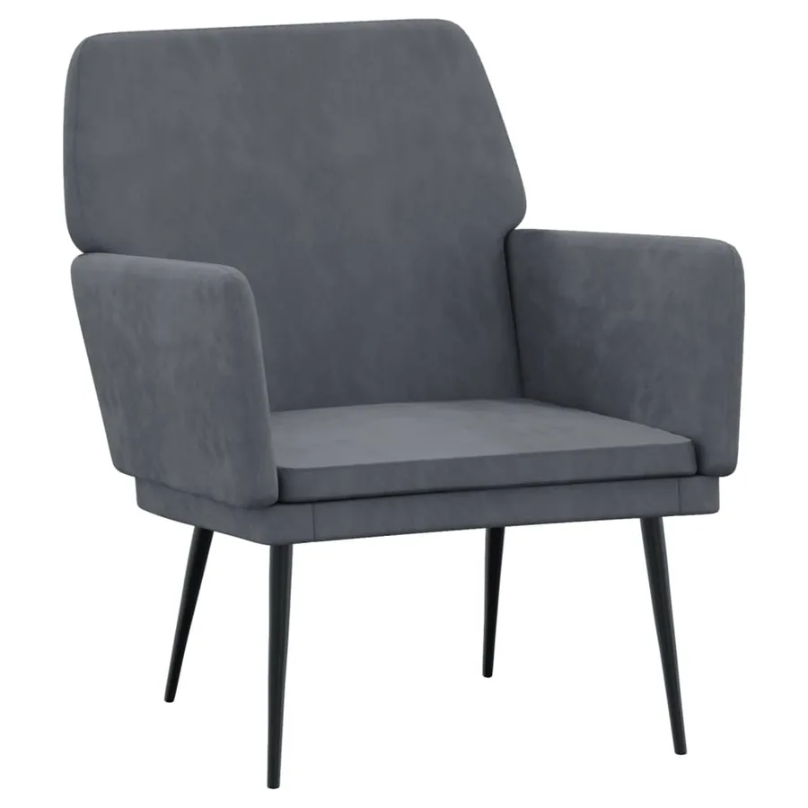 Fauteuil Gris foncé 62x79x79 cm Velours - 2