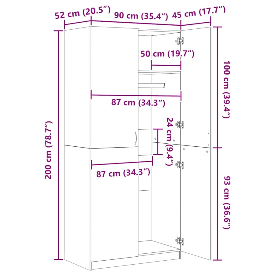 Garde-robe Chêne sonoma 90x52x200 cm Bois d’ingénierie - 11
