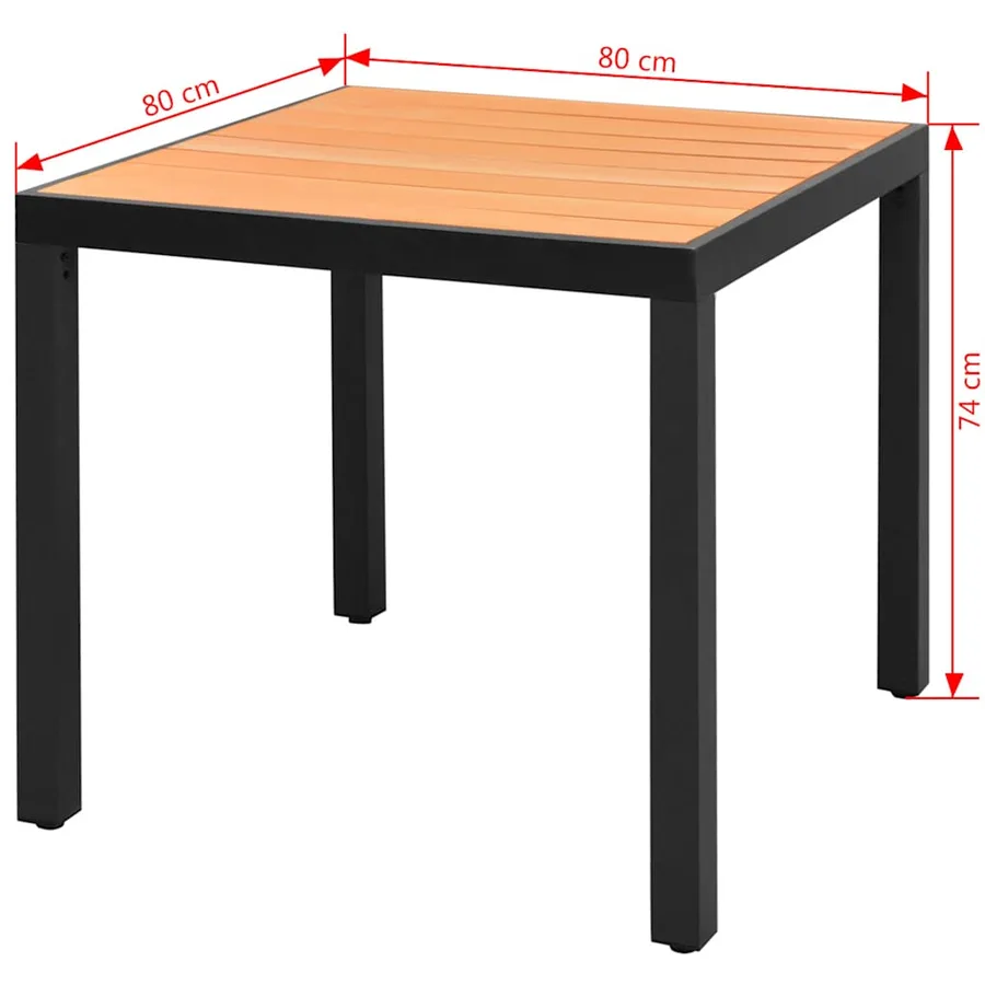 Table de jardin Marron 80 x 80 x 74 cm Aluminium et WPC - 3