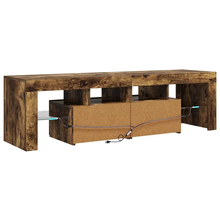 Meuble TV avec lumières LED Chêne fumé 140x36,5x40 cm - 11