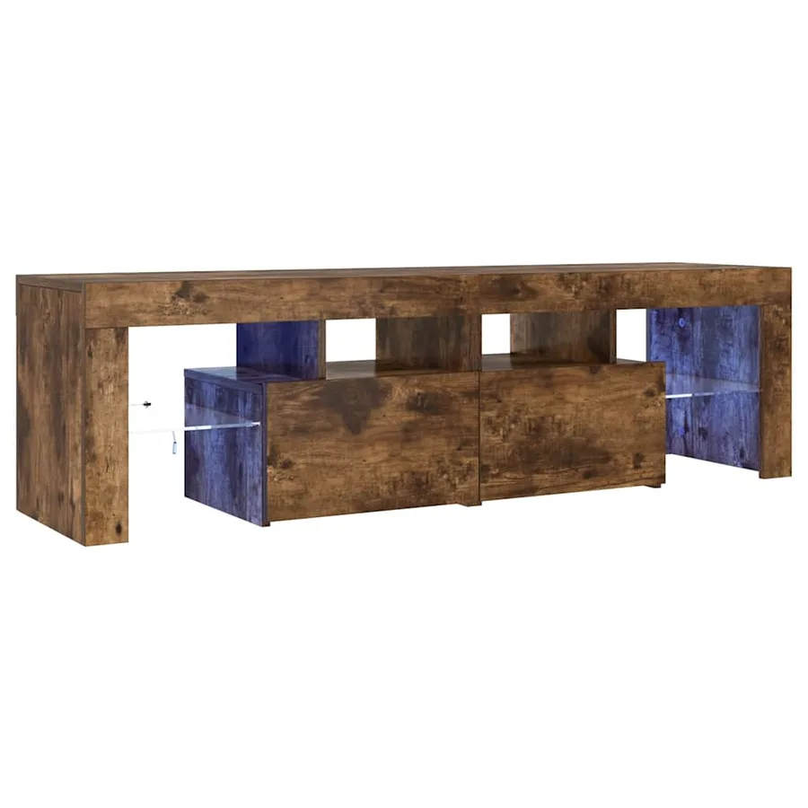 Meuble TV avec lumières LED Chêne fumé 140x36,5x40 cm - 6