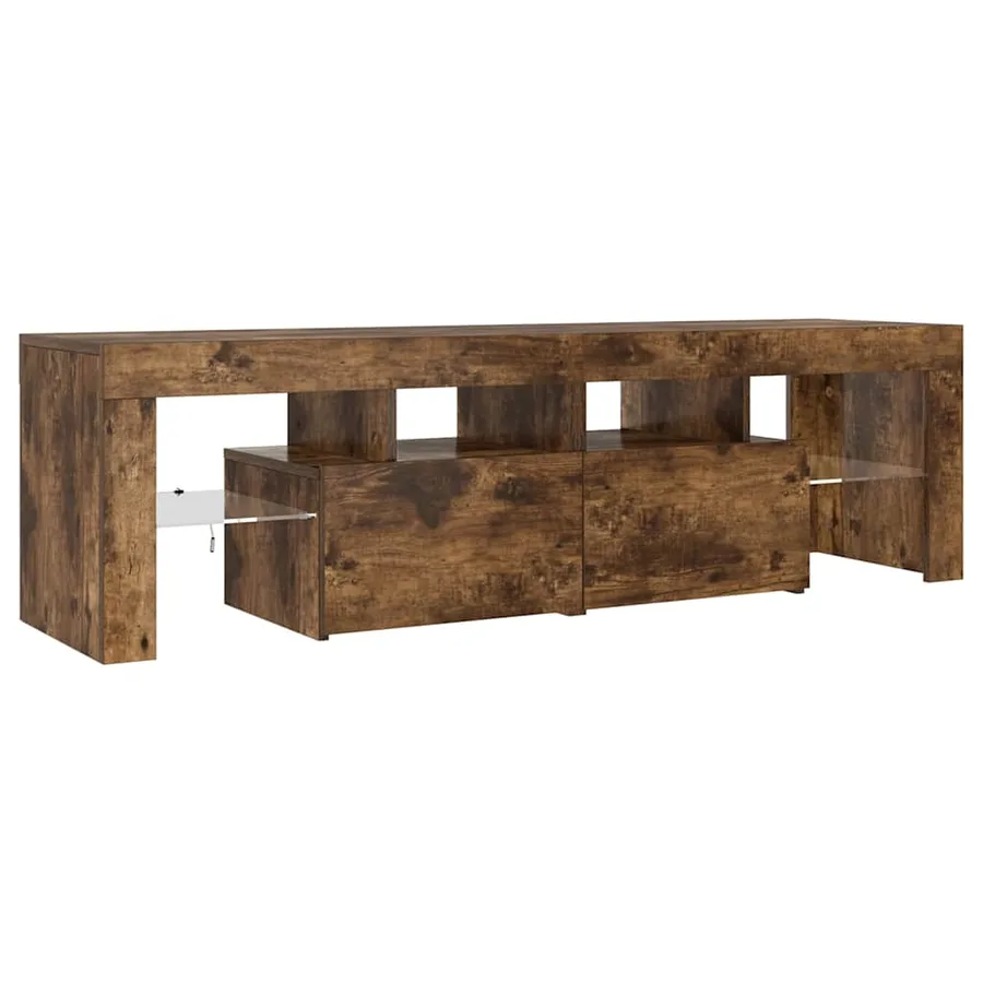 Meuble TV avec lumières LED Chêne fumé 140x36,5x40 cm - 8