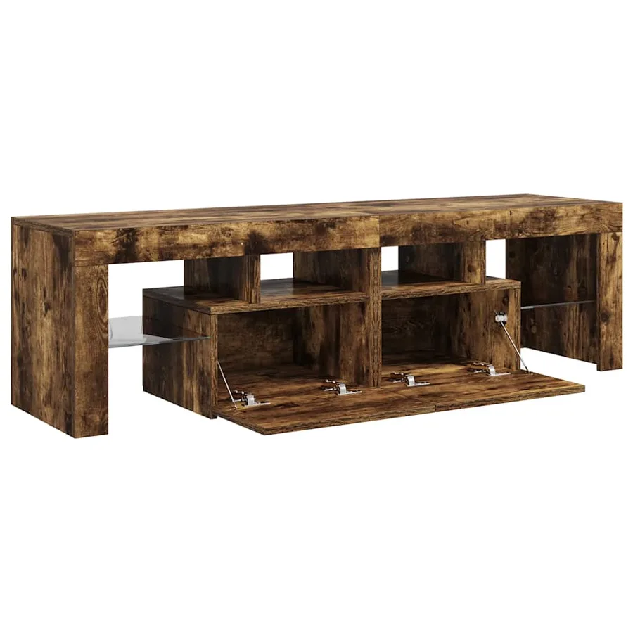 Meuble TV avec lumières LED Chêne fumé 140x36,5x40 cm - 9