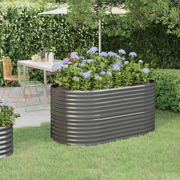 Lit surélevé de jardin Acier galvanisé 152x80x68 cm gris