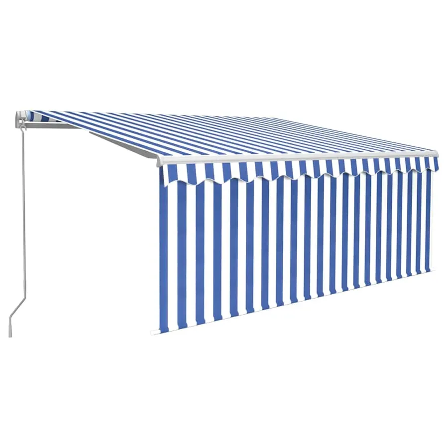 Auvent manuel rétractable avec store 3x2,5 m Bleu et blanc - 2