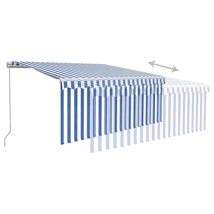 Auvent manuel rétractable avec store 3x2,5 m Bleu et blanc - 4
