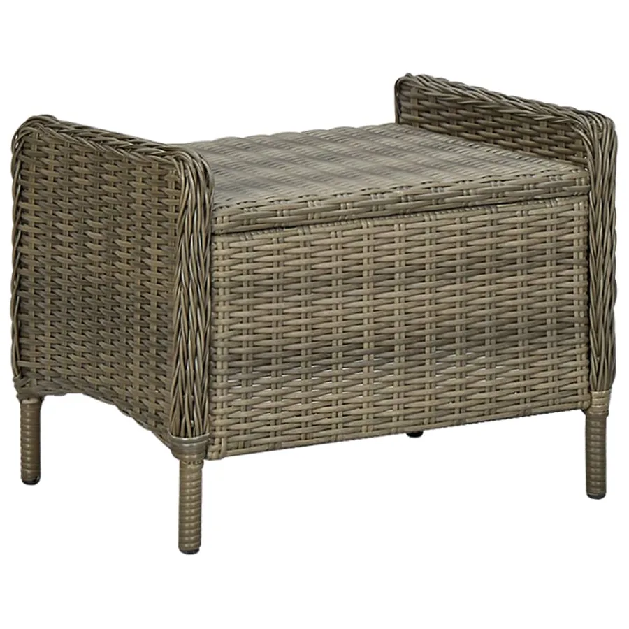 Chaise inclinable de jardin avec tabouret Résine tressée Marron - 10