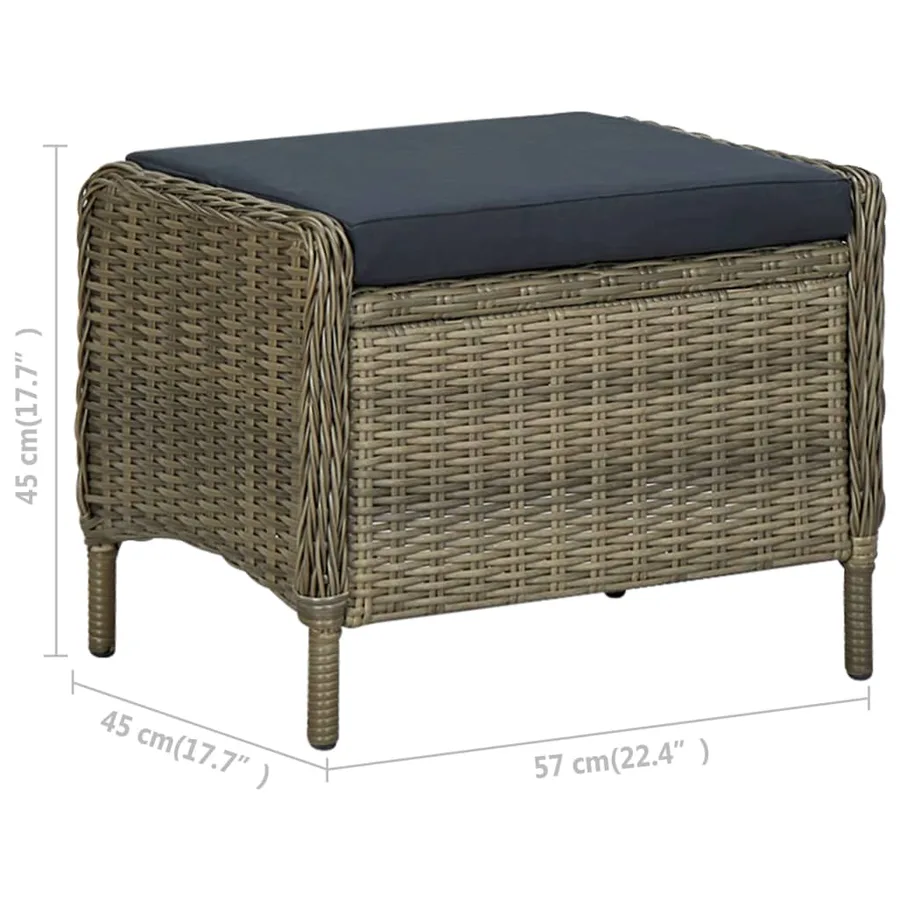 Chaise inclinable de jardin avec tabouret Résine tressée Marron - 14