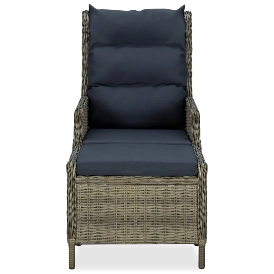 Chaise inclinable de jardin avec tabouret Résine tressée Marron - 3