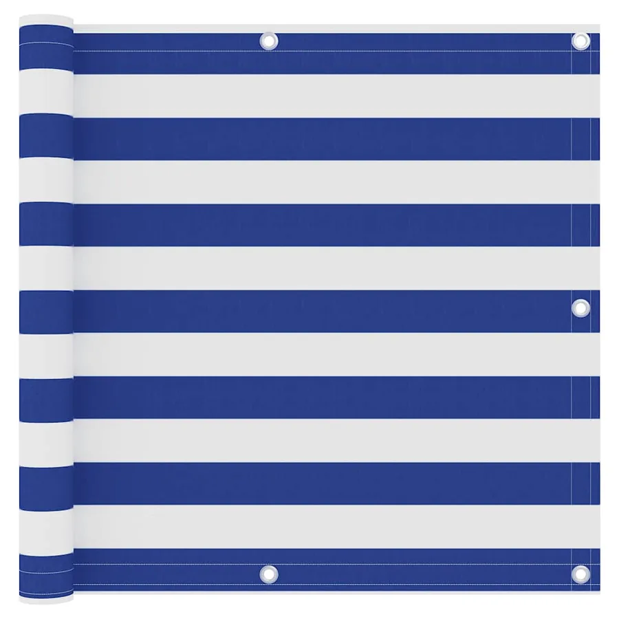 Écran de balcon Blanc et bleu 90x500 cm Tissu Oxford