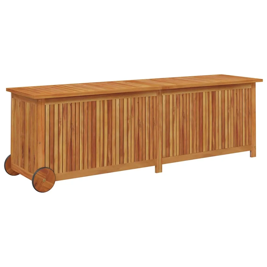 Boîte de rangement de jardin avec roues 150x50x58cm bois acacia - 2